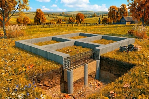 Свайно-ростверковый фундамент 6х8
